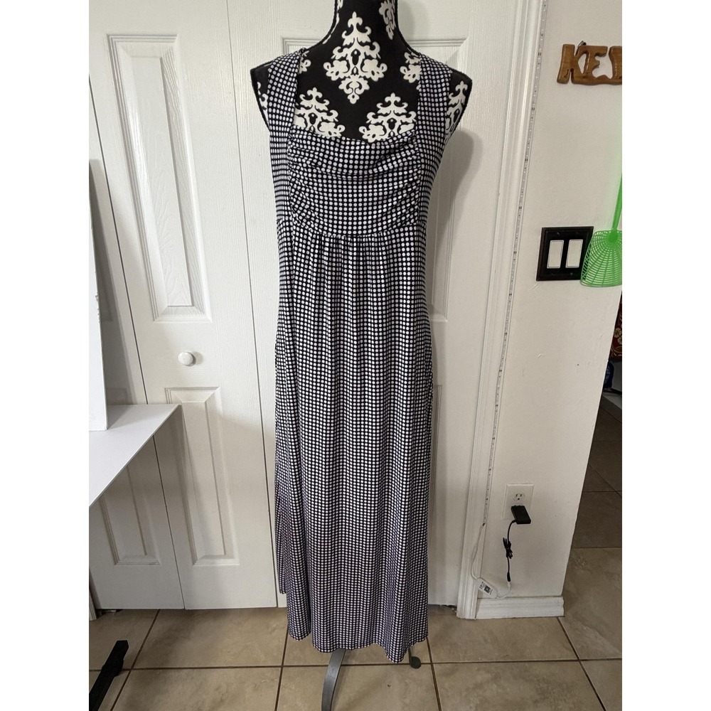 Studio Donatella Black Polka Dot Cowl Neck Maxi Dress Womens M MT0321